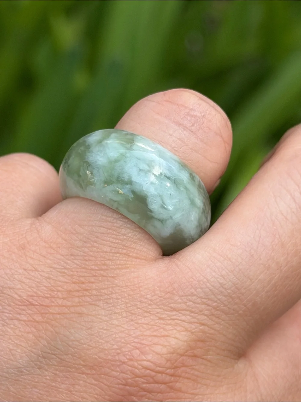 Size 7 Natural Xiuyu Jade Dome Ring 2150
